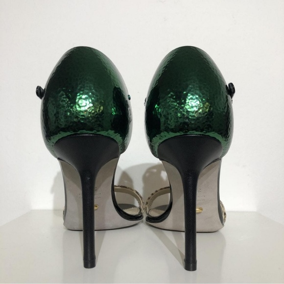 Sergio Rossi High Heel Python Sandals - Green - Picture 3 of 7